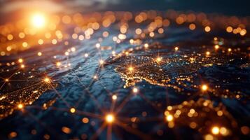 Global network of lights and network of lights on the earth, network of lights and network of lights photo