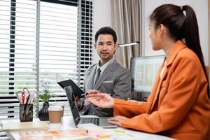 System Development Team Collaborating on UX UI Design in Modern Office Environment photo