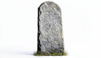 Ancient Tombstone Surrounded by Ivy on a White Wall photo