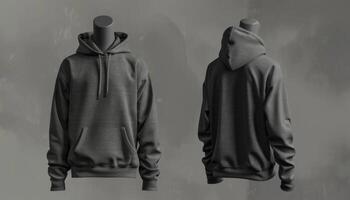 Charcoal Gray Hoodie Mockup on Invisible Mannequins photo