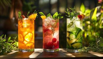 Refreshing Trio of Summer Cocktails on a Sunny Patio photo