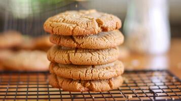 Freshly Baked Peanut Butter Cookies on Cooling Rack. Peanut Butter Cookies photo