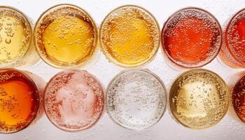 Colorful Soda Bubbles in Various Flavors Close-Up photo