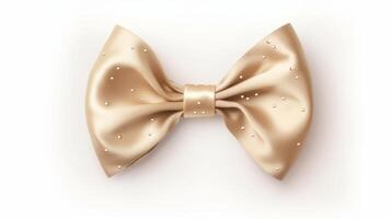 Elegant Gold Bow Tie with Sparkling Rhinestones Isolated on White photo