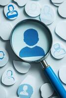Talent Search Concept with Magnifying Glass and Candidate Icons photo
