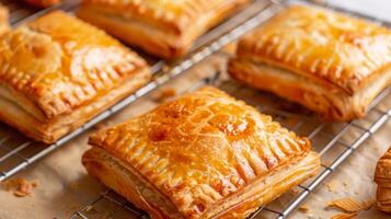 Golden Baked Pastry Treats Close-Up. Homemade Toaster Pastries photo