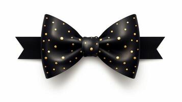 Elegant Black Bow Tie with Gold Polka Dots Isolated on White photo