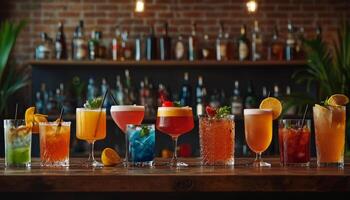 Colorful Assortment of Cocktails at a Trendy Bar photo