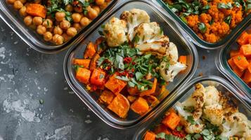 Healthy Meal Prep Containers with Roasted Vegetables photo