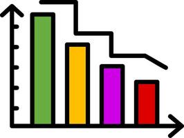 Declining Line Graph Line Filled Icon vector