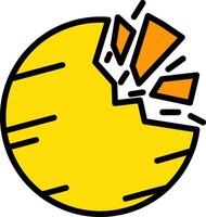 Destroyed Planet Line Filled Icon vector
