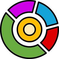 Marked Donut Chart Line Filled Icon vector