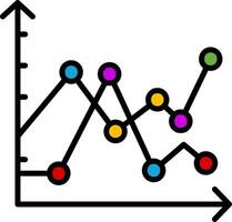 Multiple Line Graph Line Filled Icon vector