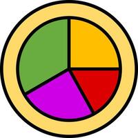 Pie Chart Pieces Line Filled Icon vector