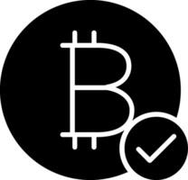 Bitcoin Accepted Glyph Icon vector