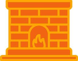 Fireplace Oranage Filled Icon vector