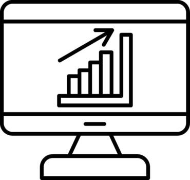 A computer monitor with a graph on it vector