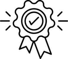 A black and white icon of a badge with a tick vector