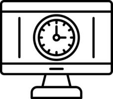 A computer monitor with a clock on it vector