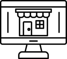 A computer monitor with a store front on it vector