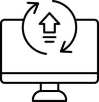 A computer monitor with an arrow pointing up vector