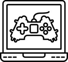 A laptop with a game controller icon on it vector