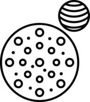 A black and white drawing of a pizza with a ball vector