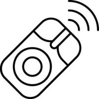 A black and white outline of a mouse with a wireless signal vector