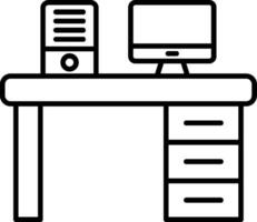Computer desk icon vector