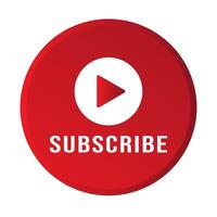 Subscribe button with red circle and white text vector