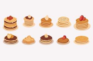 pancakes with different toppings such as berries vector