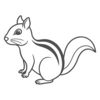 a drawing of a clever squirrel with a striped tail outline vector
