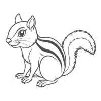 a drawing of a peaceful squirrel with a striped tail outline vector