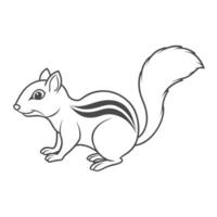 a drawing of a squirrel with a striped tail outline vector