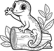 Line Art of a Lizard, A Coloring Book Illustration vector