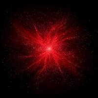 mesmerizing display of energy unfolds as vibrant red particles explode outward from a brilliant core. The chaotic dance of glowing dust creates a breathtaking spectacle of motion and light. photo