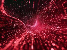 stunning display of red particles bursts forth, radiating vibrant energy and heat in all directions. The glowing trails create a captivating spectacle against the dark background. photo