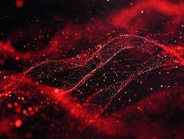 explosive burst of red particles radiates outward with intense energy, creating a stunning visual spectacle as glowing trails disperse in all directions. photo