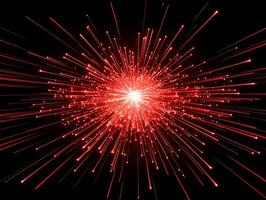 striking display of fiery red particles bursts outward, forming a brilliant sphere of energy that illuminates the dark void. The dynamic explosion captivates with its vibrant dispersal. photo