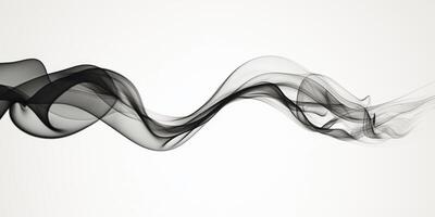 A mesmerizing plume of black smoke twists and expands skyward, creating stunning contrasts with the clean white background, showcasing deep blacks and soft grays in intricate detail. photo