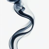Captivating tendrils of black smoke unfurl in delicate spirals, contrasting beautifully with a bright white background, evoking a sense of fluid motion and texture. photo