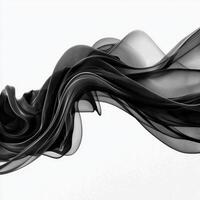 Curling black smoke elegantly ascends from the bottom, forming exquisite tendrils that dance against the crisp white backdrop, showcasing a captivating display of texture and depth. photo