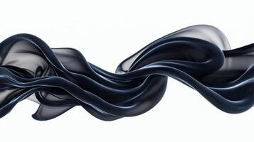 A swirling black smoke plume elegantly twists and rises, forming a serpentine shape. Detailed textures and varying thickness highlight its captivating motion against a bright white backdrop. photo
