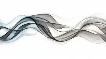 Black smoke tendrils gracefully rise and swirl, creating a mesmerizing pattern against a stark white background. The interplay of rich black hues fading into gray adds depth and intrigue. photo