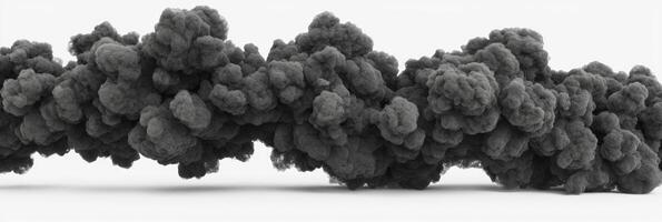 Black smoke billows upward, forming mesmerizing shapes that dance across a bright background, showcasing a striking interplay of texture and shading. photo