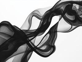 Swirls of black smoke ascend in delicate, curling tendrils, creating a striking visual against a clean white backdrop, showcasing intricate details and high contrast. photo