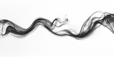 Swirling black smoke billows outward, creating depth and complexity against a clean white background. The layered smoke embodies an ethereal quality, inviting observation photo