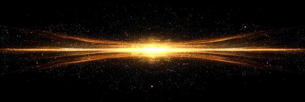 explosion of shimmering golden dust bursts forth, radiating energy as particles spread across a deep black background, evoking a stunning cosmic atmosphere. photo
