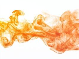 Vibrant orange smoke dances and rises gracefully, blending into soft hues, forming ethereal trails that evoke a sense of movement and fluidity. photo