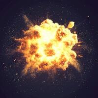 A vibrant yellow explosion unleashes a stunning display of particles, radiating outward in a dynamic burst that captivates with its cosmic energy and intensity. photo